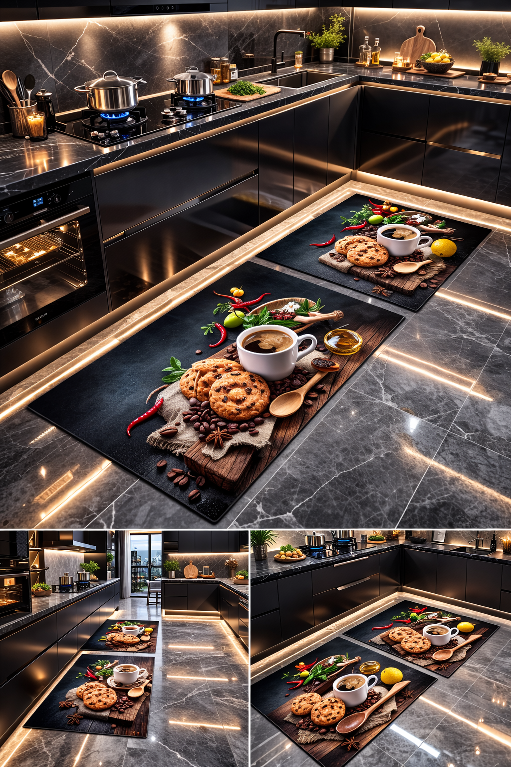 2pc High Quality Non Slip Waterproof 3D Kitchen Mats