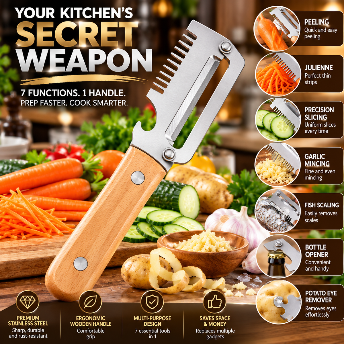 2pc 7-in-1 Multi-Purpose Kitchen Tool
