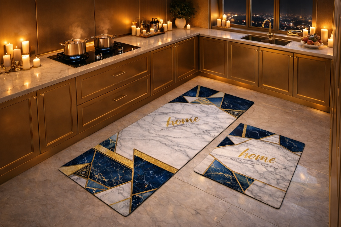 2pc High Quality Non Slip Waterproof 3D Kitchen Mats