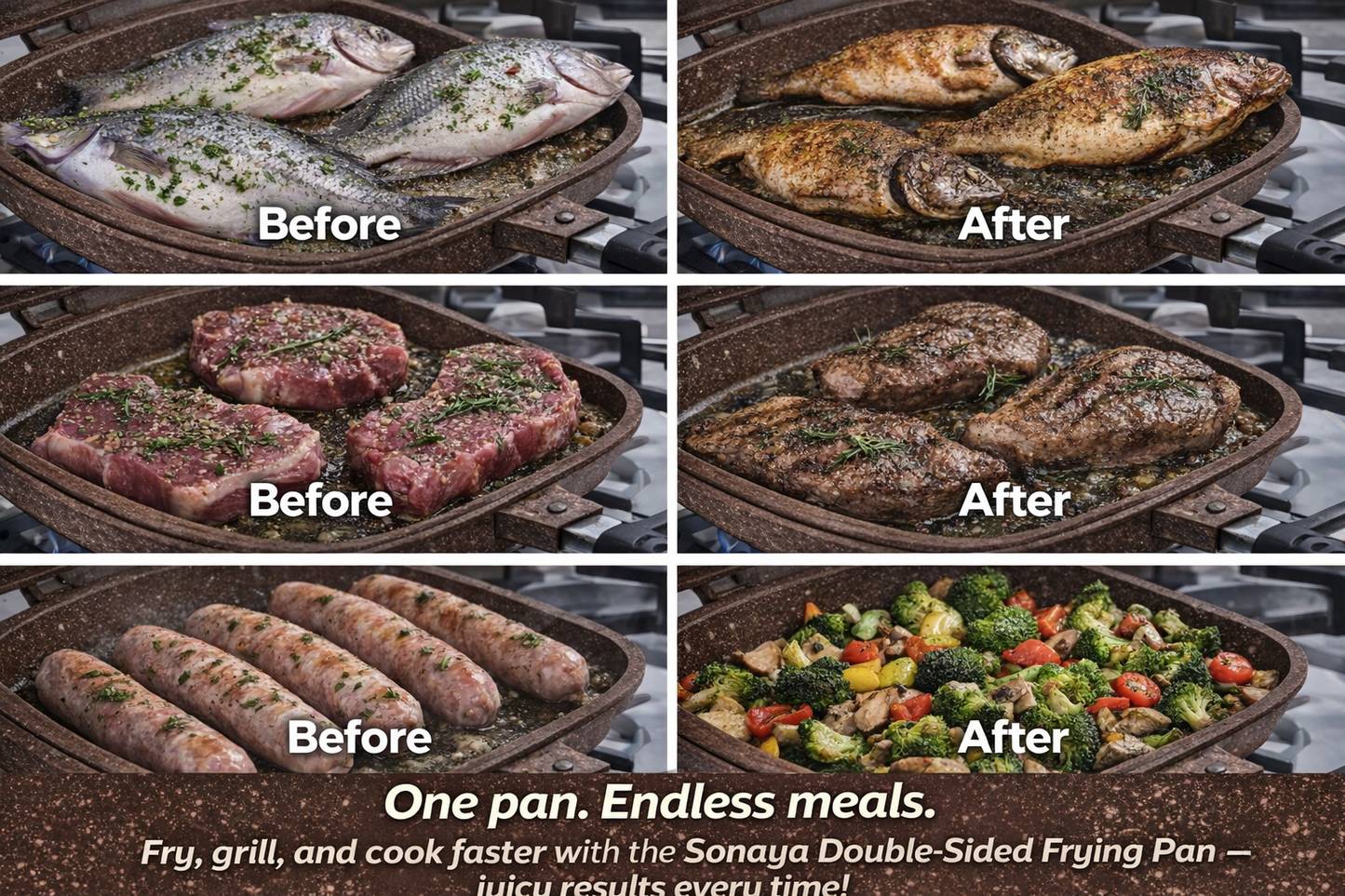 Sonaya Double-Sided Grill & Frying Pan