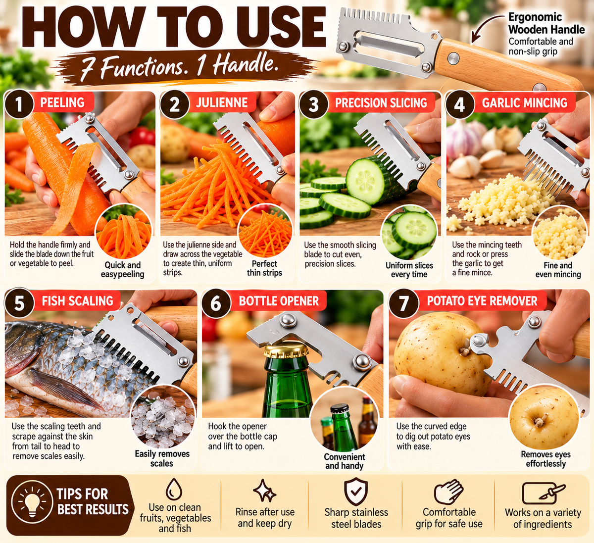 2pc 7-in-1 Multi-Purpose Kitchen Tool