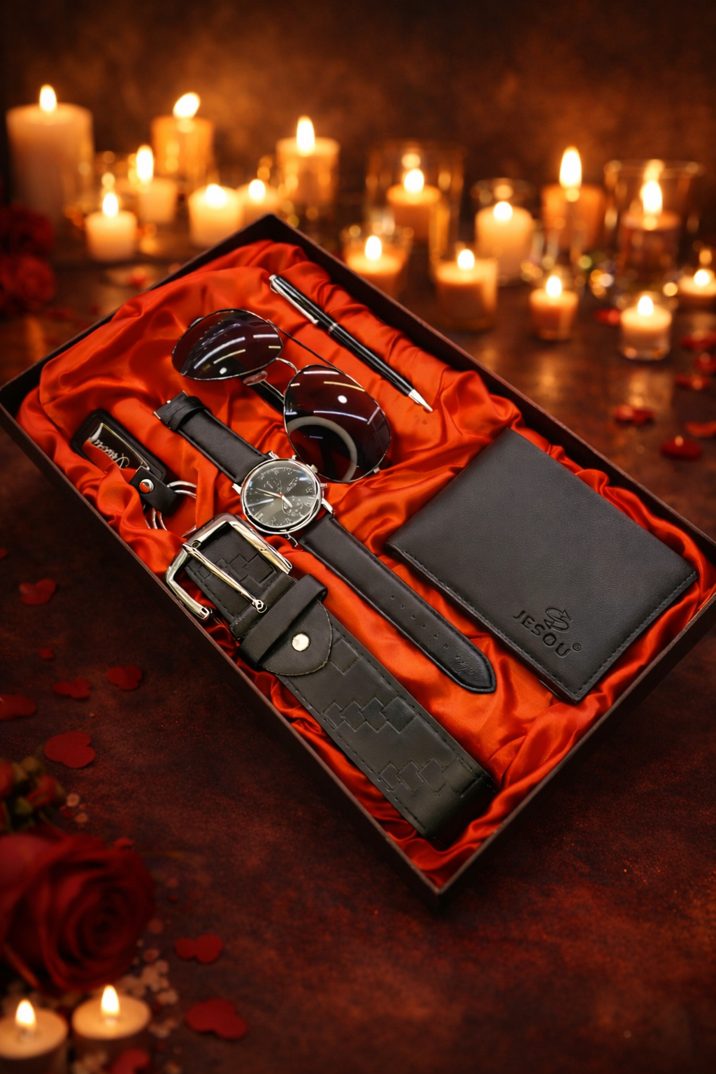 6 in 1 Gift Set for men with, Watch, Sunglasses, Wallet, Belt,  Stylish Pen and Keyholder