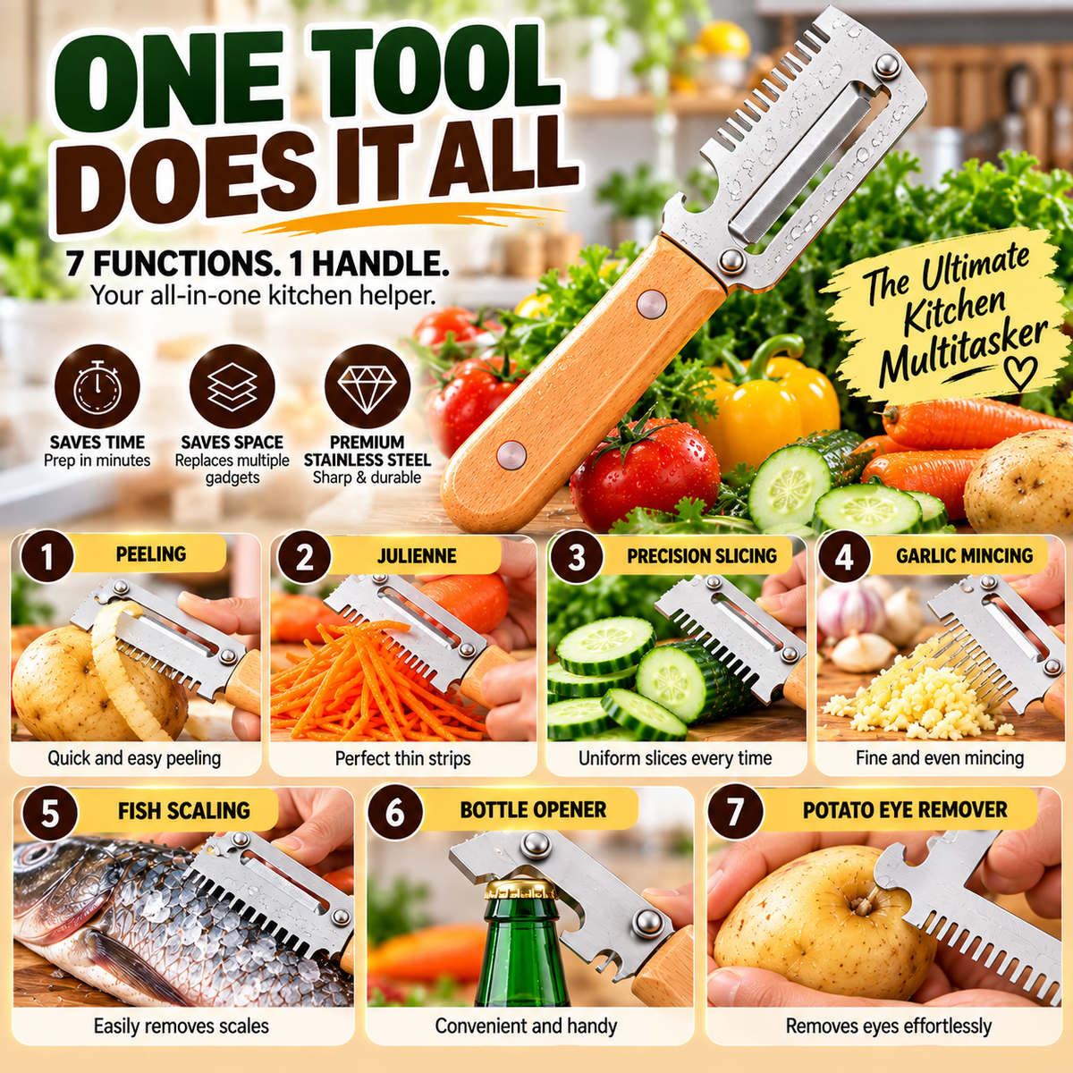 2pc 7-in-1 Multi-Purpose Kitchen Tool