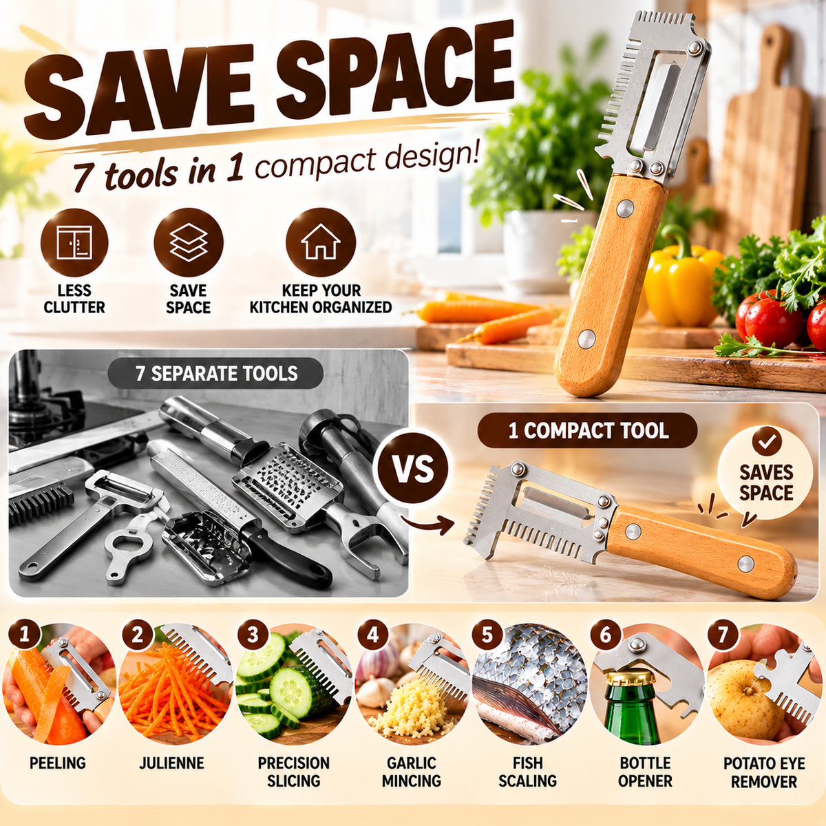 2pc 7-in-1 Multi-Purpose Kitchen Tool