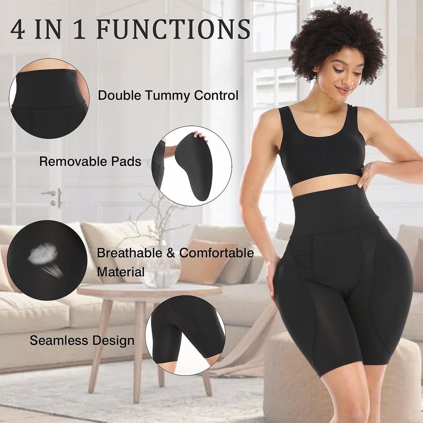 High Waist Padded Hips Enhancer Booty Lifter and Tummy Control Shapewear