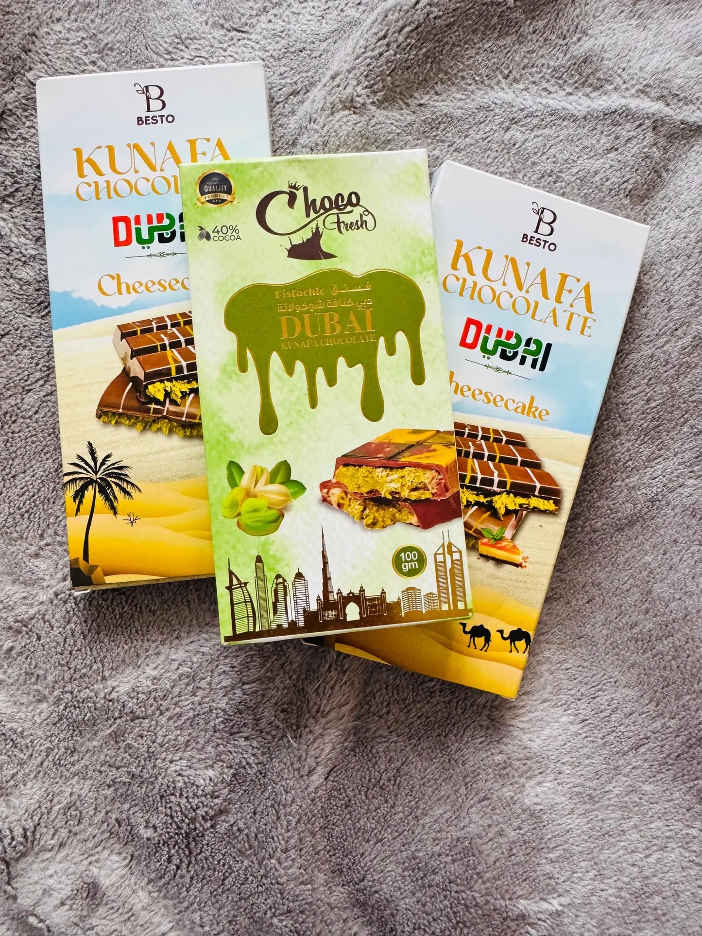 Viral Dubai Kunafa Pistachio Chocolate, Milk Chocolate bar Filled with Pistachio Cream