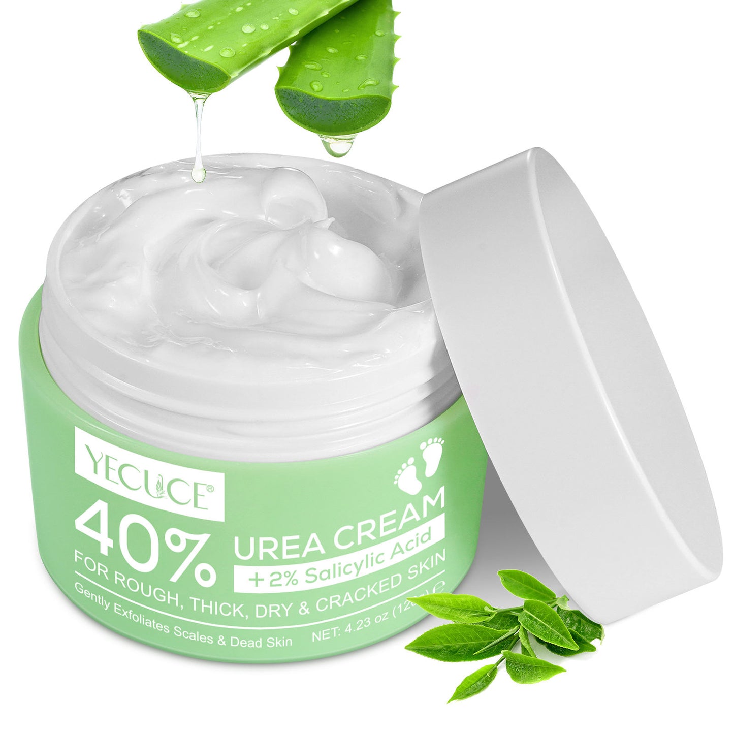 120g YECUCE 40% Urea Foot Cream, Soft Heels cream, Deeply Exfoliating and Moisturizes Rough Dry Cracked Feet and Hands with 40% Urea Cream 2% Salicylic Acid