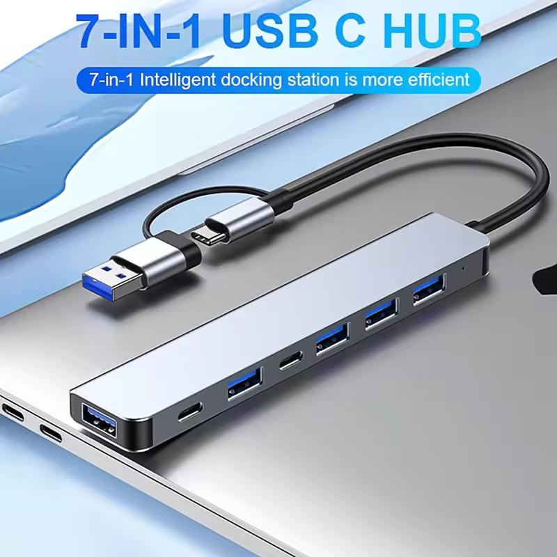 7 in 1 USB Splitter 2 in 1 USB A to Type C Hub 7 Port USB 3.0 with PD Expander USB Hubs For laptop PC Computer