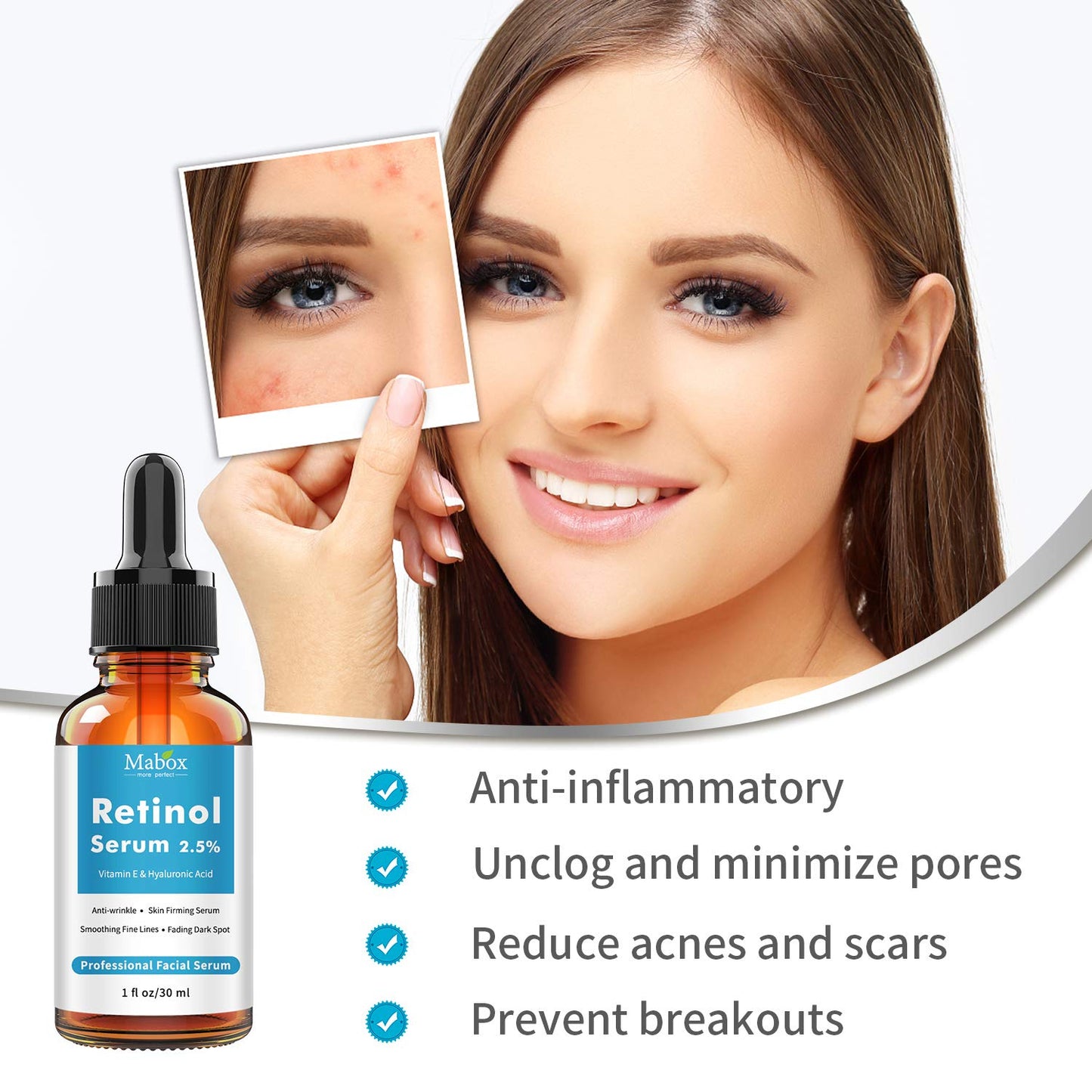 MABOX Retinol Serum Anti-Aging Lifting Firming Collagen Facial Essence Remove Wrinkles Relieve Fine Lines Repair Tighten Skin