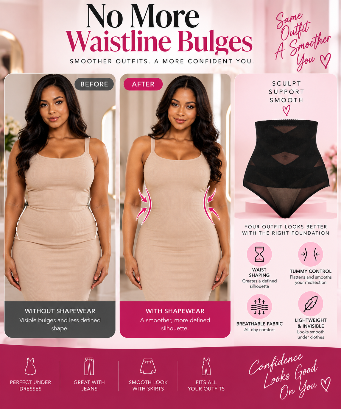 Sculpt & Smooth Cross compression High Waist Shapewear