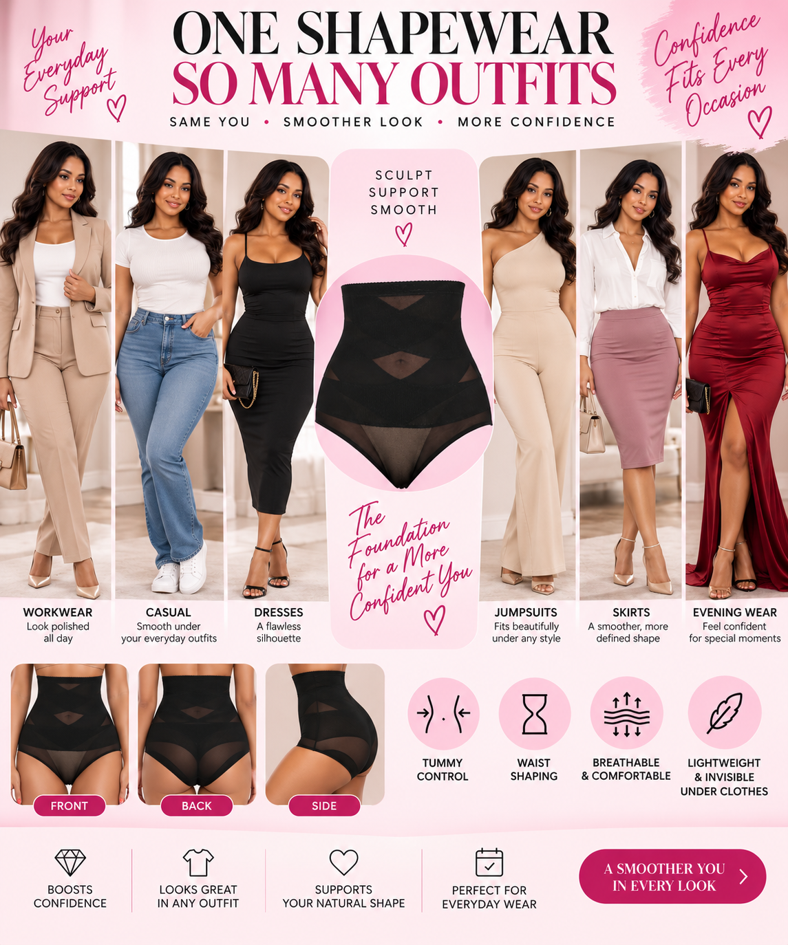 Sculpt & Smooth Cross compression High Waist Shapewear