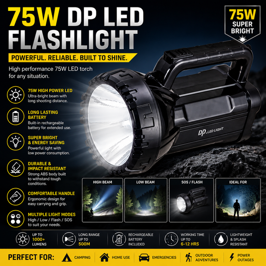 DP Rechargeable Super Powerful LED Flashflight  75W