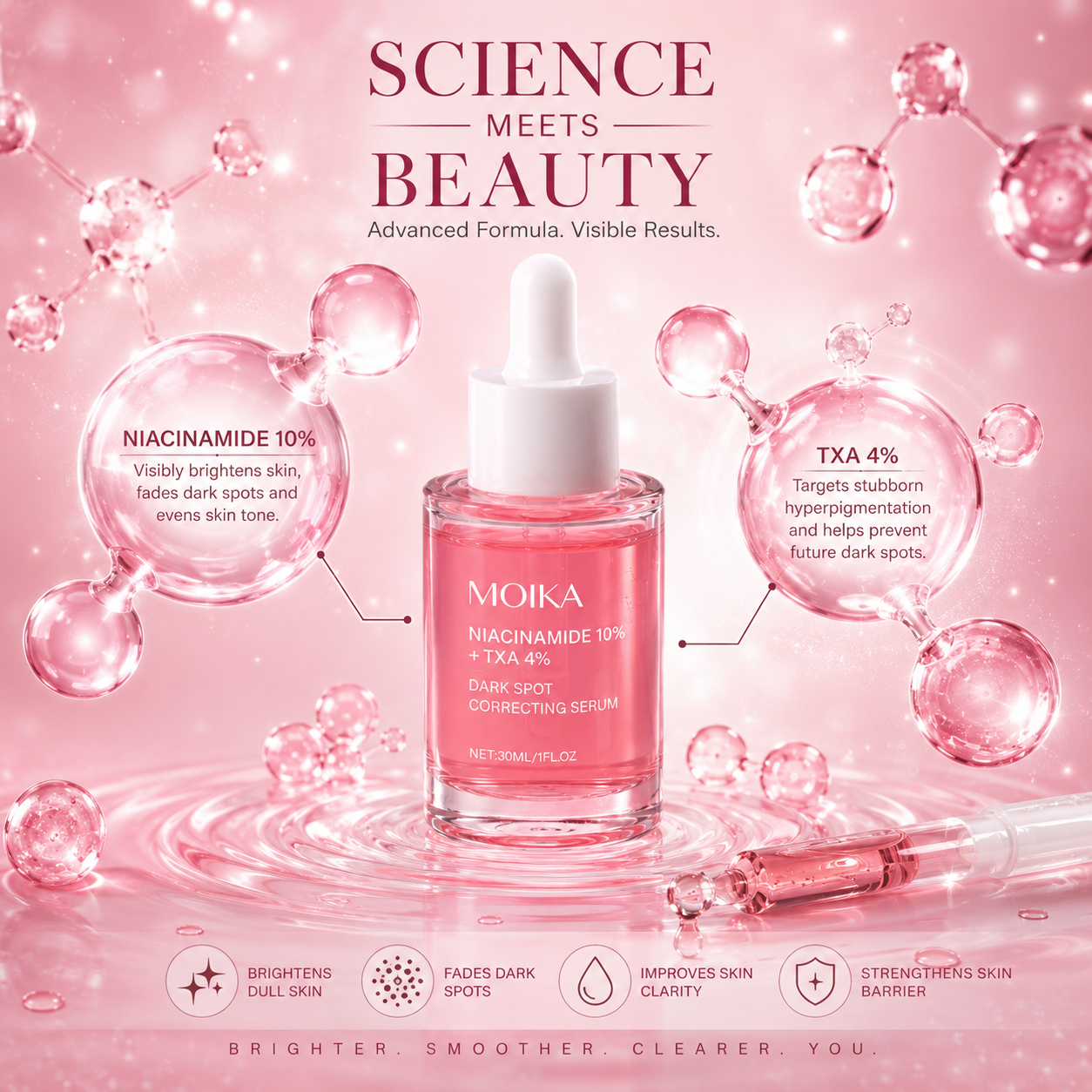Moika 10% Niacinamide + 4% TXA Serum Anti aging Brightening Serum For Hyper-pigmentation and  Wrinkles 30ml