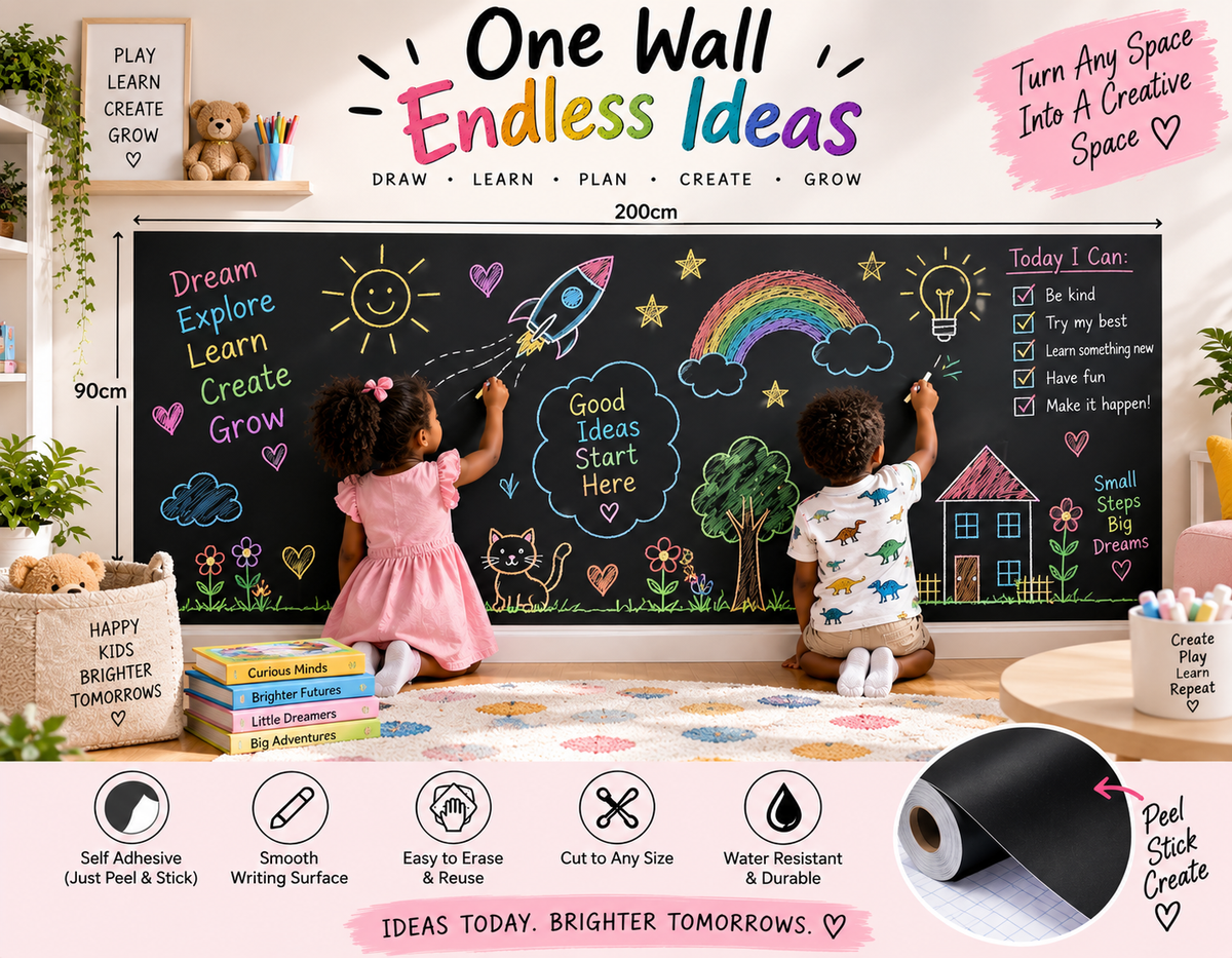 Peel & Stick Wallpaper Chalkboard (90cm × 200cm) with Free Chalk