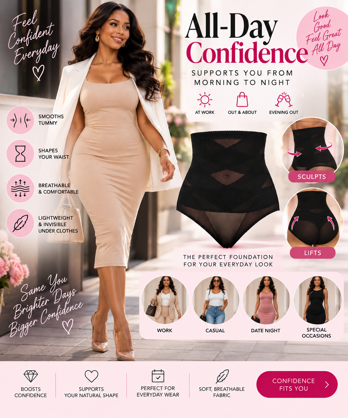 Sculpt & Smooth Cross compression High Waist Shapewear