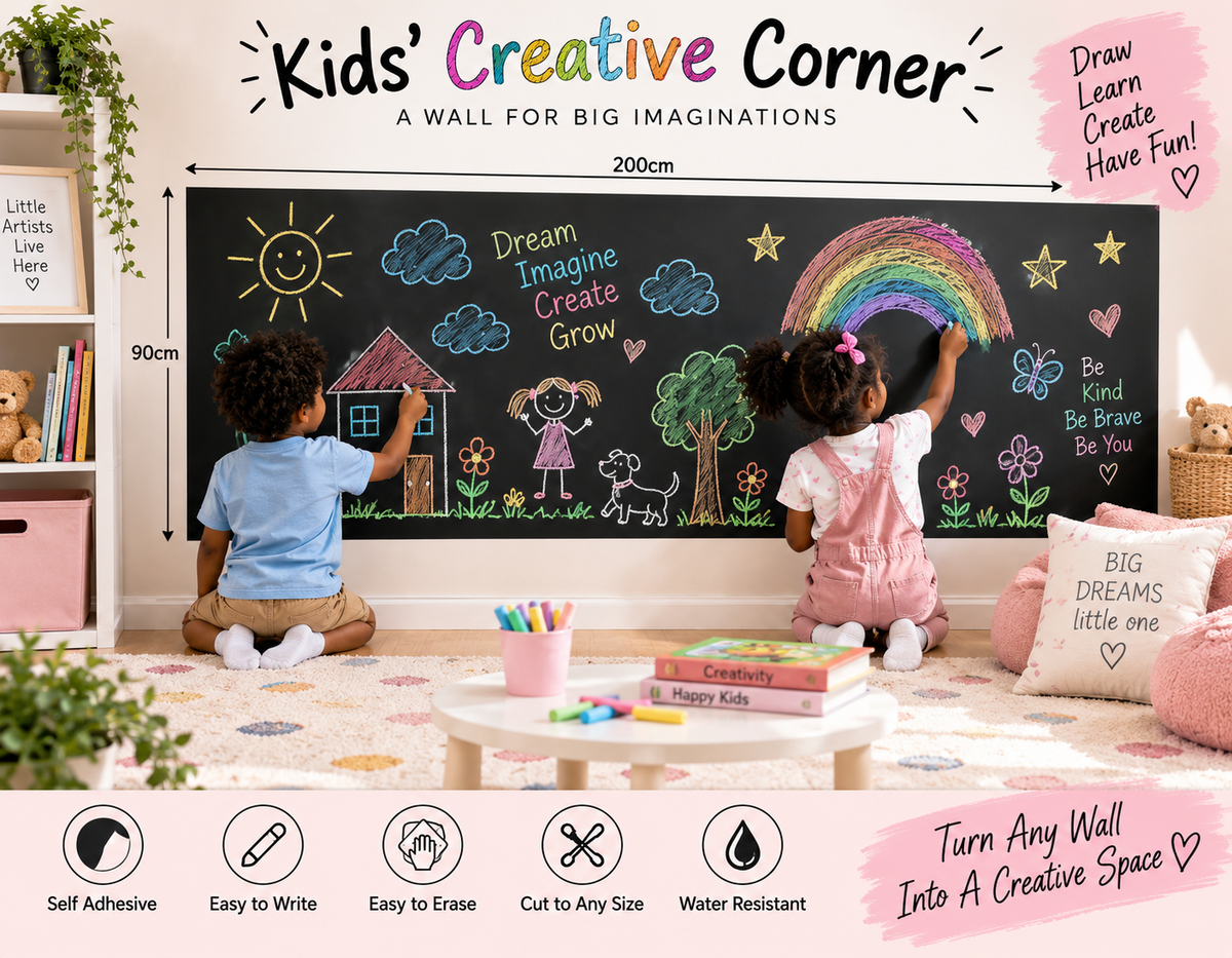 Peel & Stick Wallpaper Chalkboard (90cm × 200cm) with Free Chalk