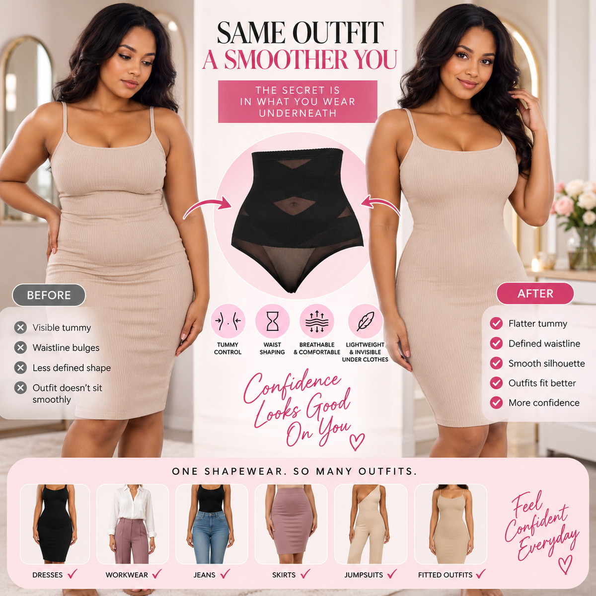 Sculpt & Smooth Cross compression High Waist Shapewear