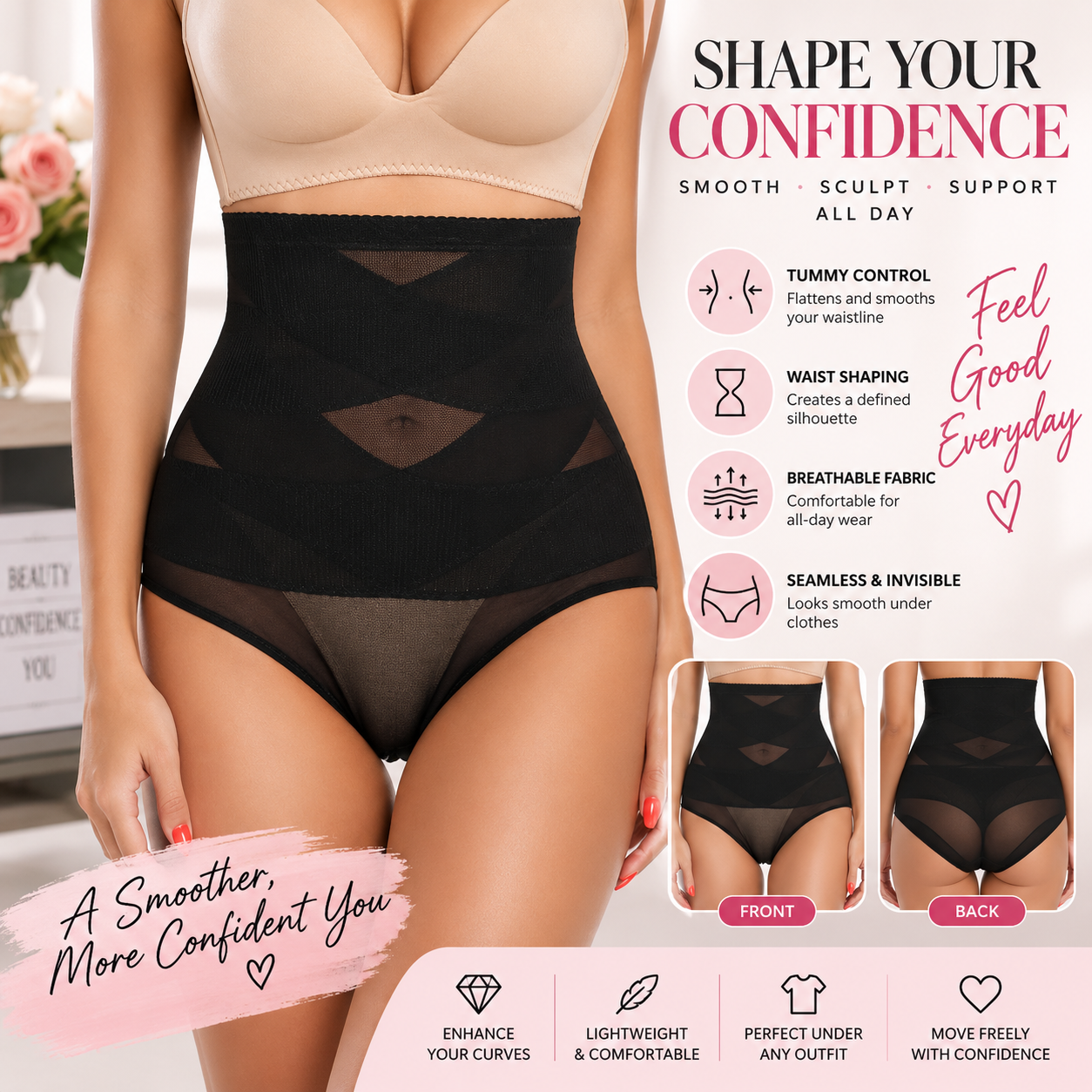 Sculpt & Smooth Cross compression High Waist Shapewear