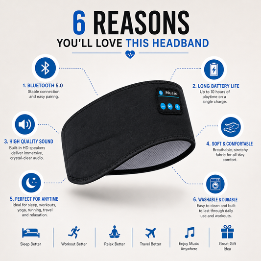 Comfortable Bluetooth Headband for Sports, Workouts and Sleeping