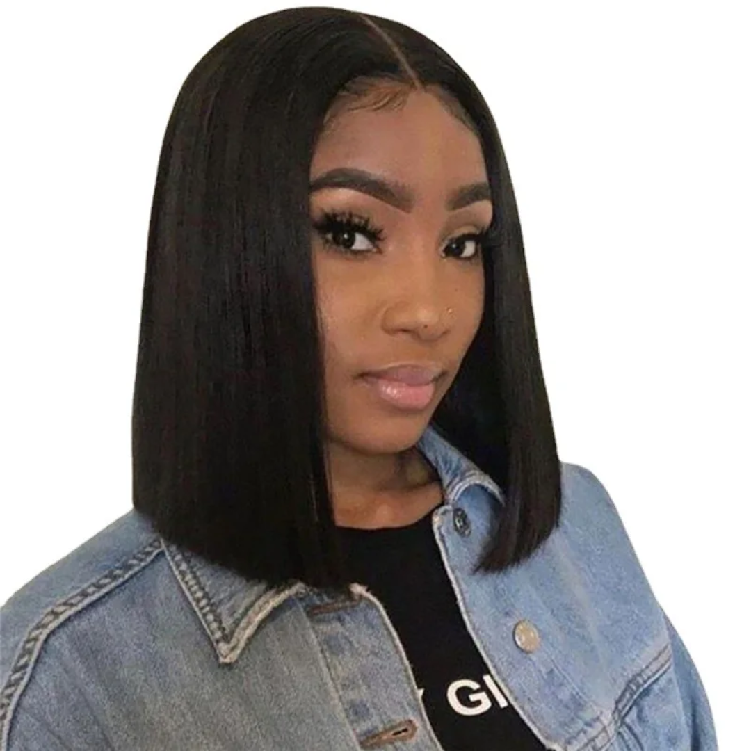 Heat Resistant Mid Split Tangle free Bob Wig  with a free wig Cap