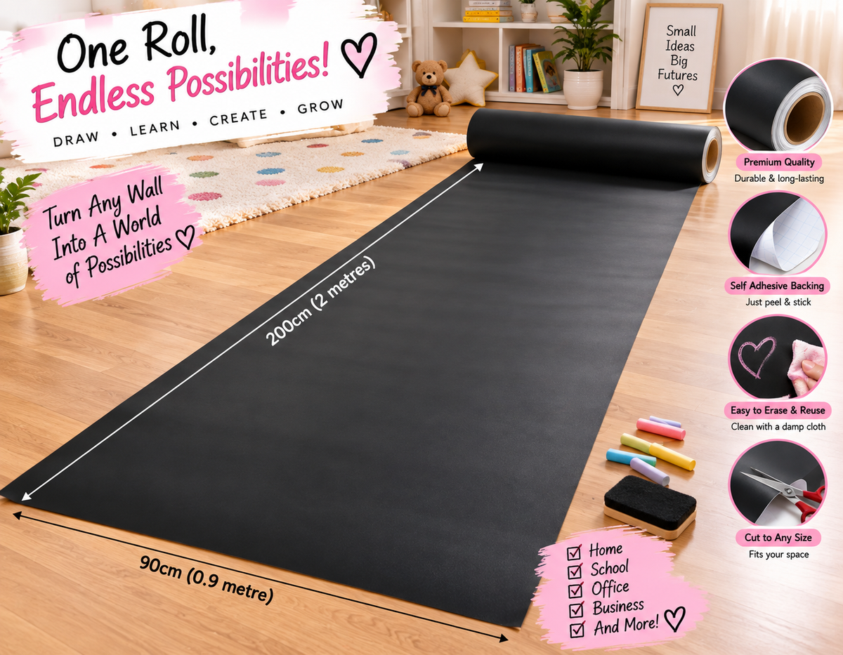 Peel & Stick Wallpaper Chalkboard (90cm × 200cm) with Free Chalk