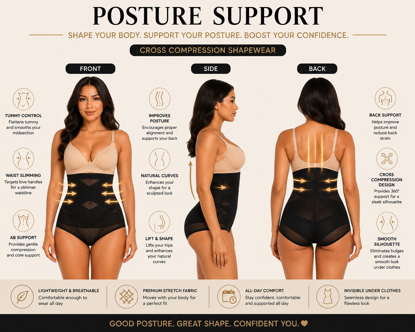Cross Compression Abs Shaping Pants Women Slimming Body Shaper Tummy Control