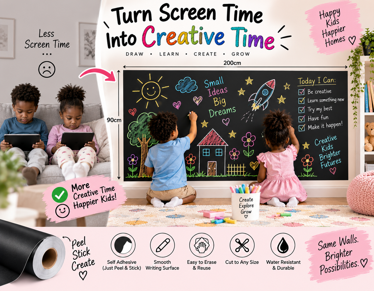 Peel & Stick Wallpaper Chalkboard (90cm × 200cm) with Free Chalk