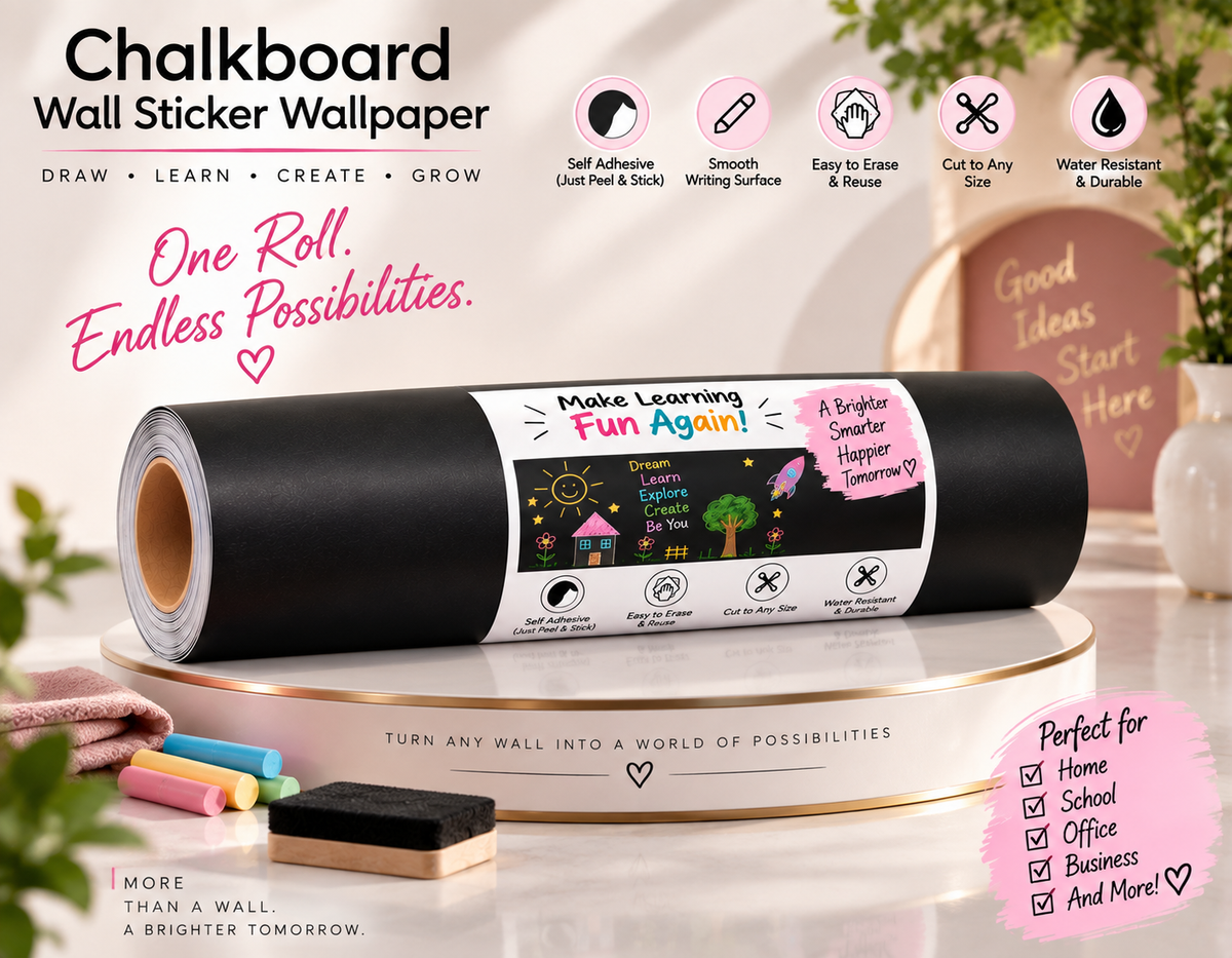 Peel & Stick Wallpaper Chalkboard (90cm × 200cm) with Free Chalk