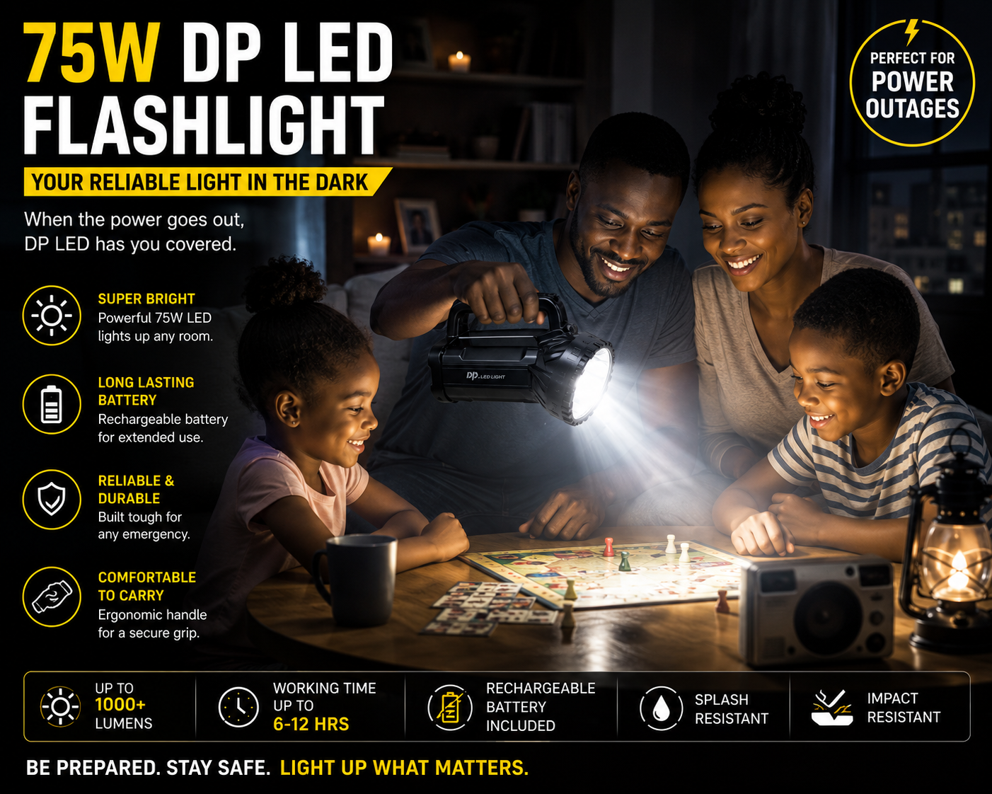 DP Rechargeable Super Powerful LED Flashflight  75W