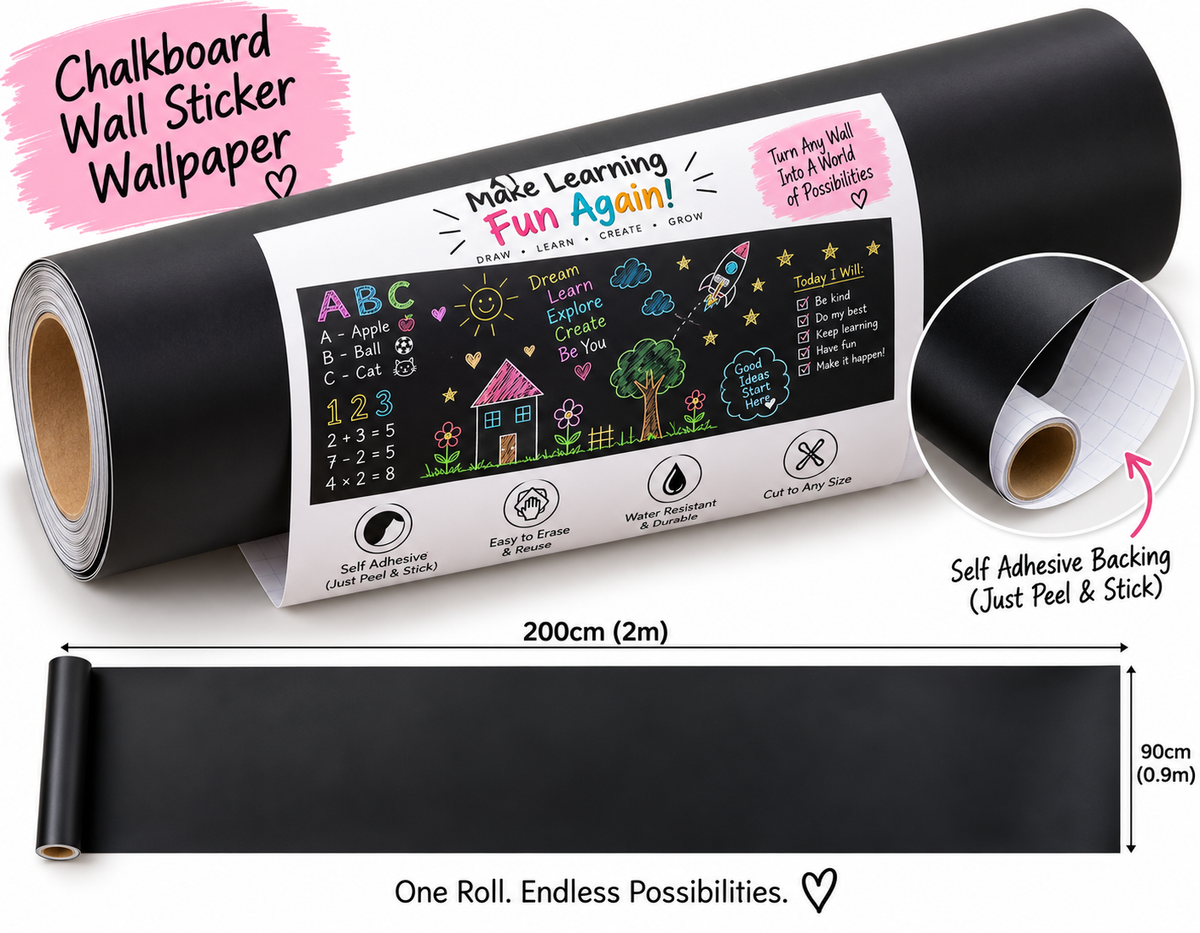 Peel & Stick Wallpaper Chalkboard (90cm × 200cm) with Free Chalk