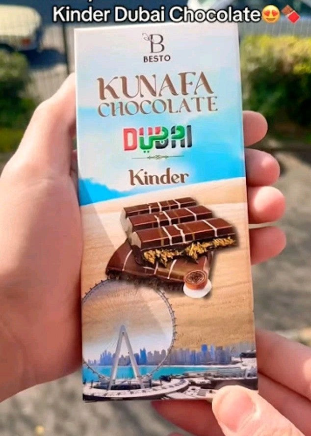 Viral Dubai Kunafa Pistachio Chocolate, Milk Chocolate bar Filled with Pistachio Cream