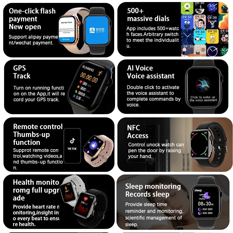 T500 touch screen Smart Watch Answer/Make Calls, Fitness Watch with AI Control Call/Text