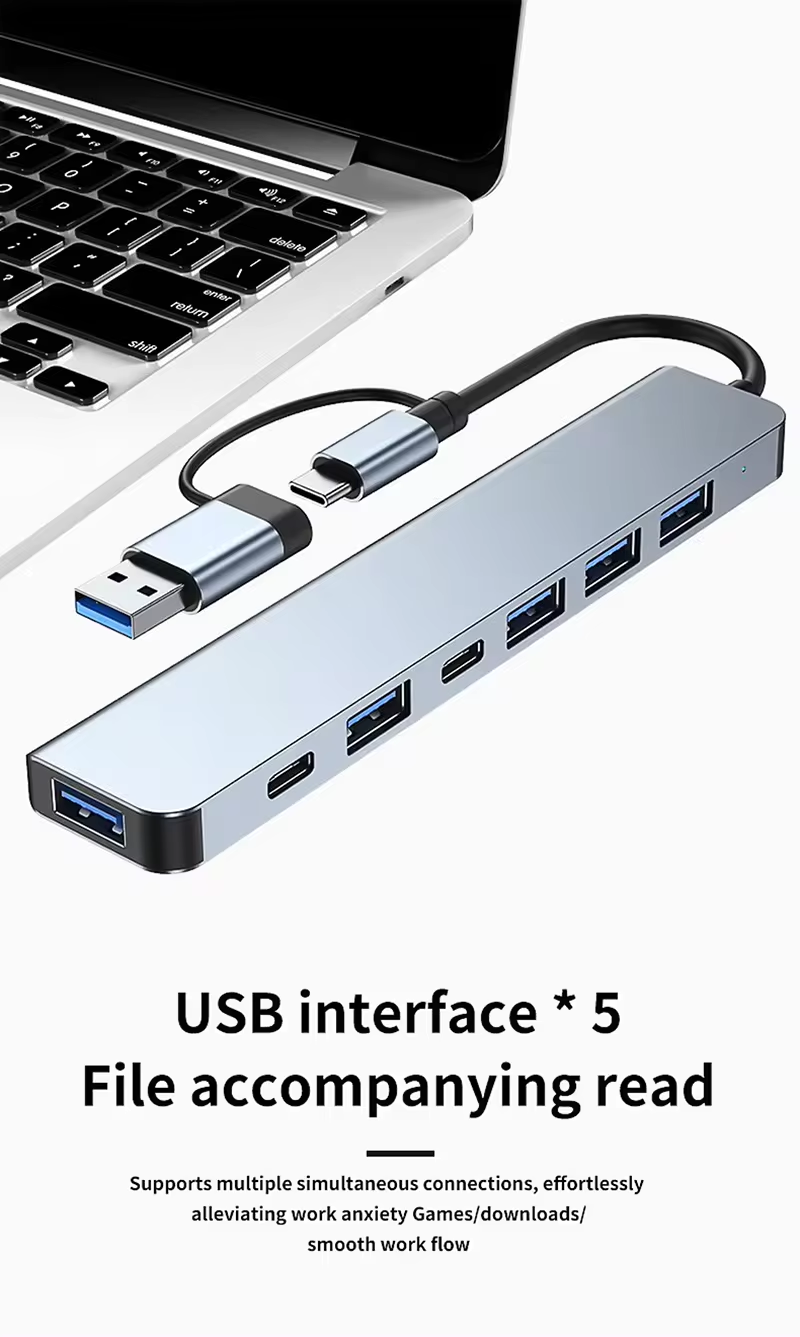 7 in 1 USB Splitter 2 in 1 USB A to Type C Hub 7 Port USB 3.0 with PD Expander USB Hubs For laptop PC Computer