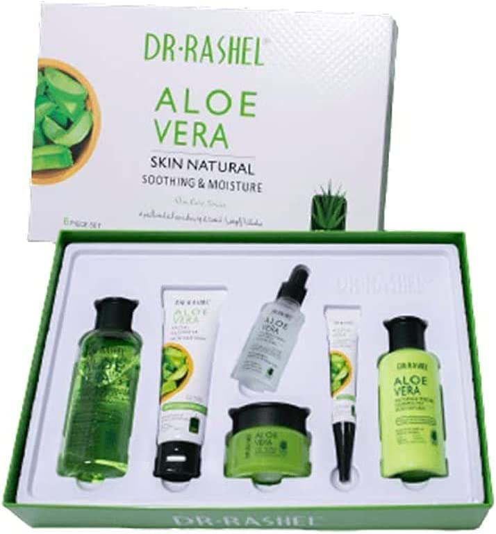 6 in 1 Dr Rashel Aloe Vera Soothing and Moisturizing Skin Care and hydration Set 6 Pieces