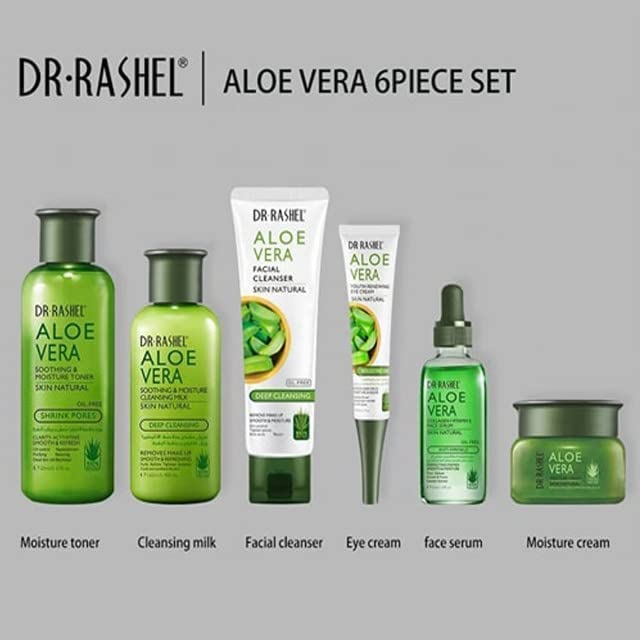 6 in 1 Dr Rashel Aloe Vera Soothing and Moisturizing Skin Care and hydration Set 6 Pieces