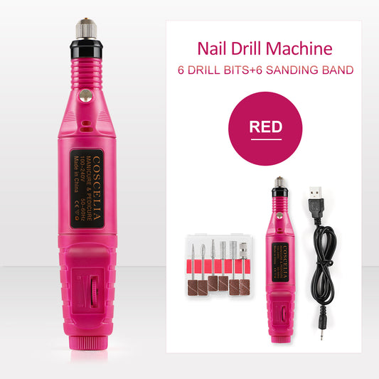 Portable Electric Nail Drill Machine With 5 Bits For Manicure And Pedicure