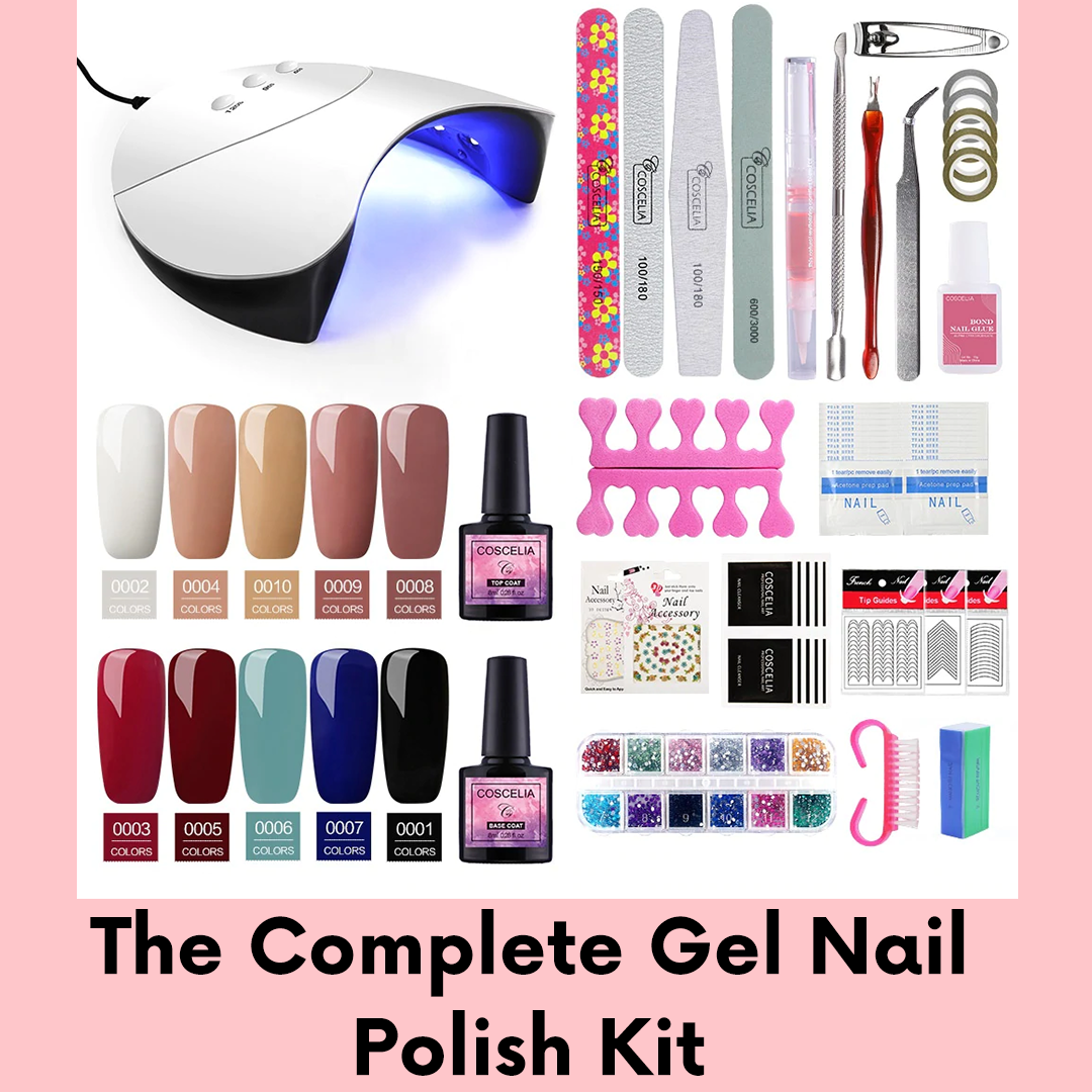 Gel Nail Polish Starter Kit with 36W UV Lamp,10 colors, decor and manicure tools