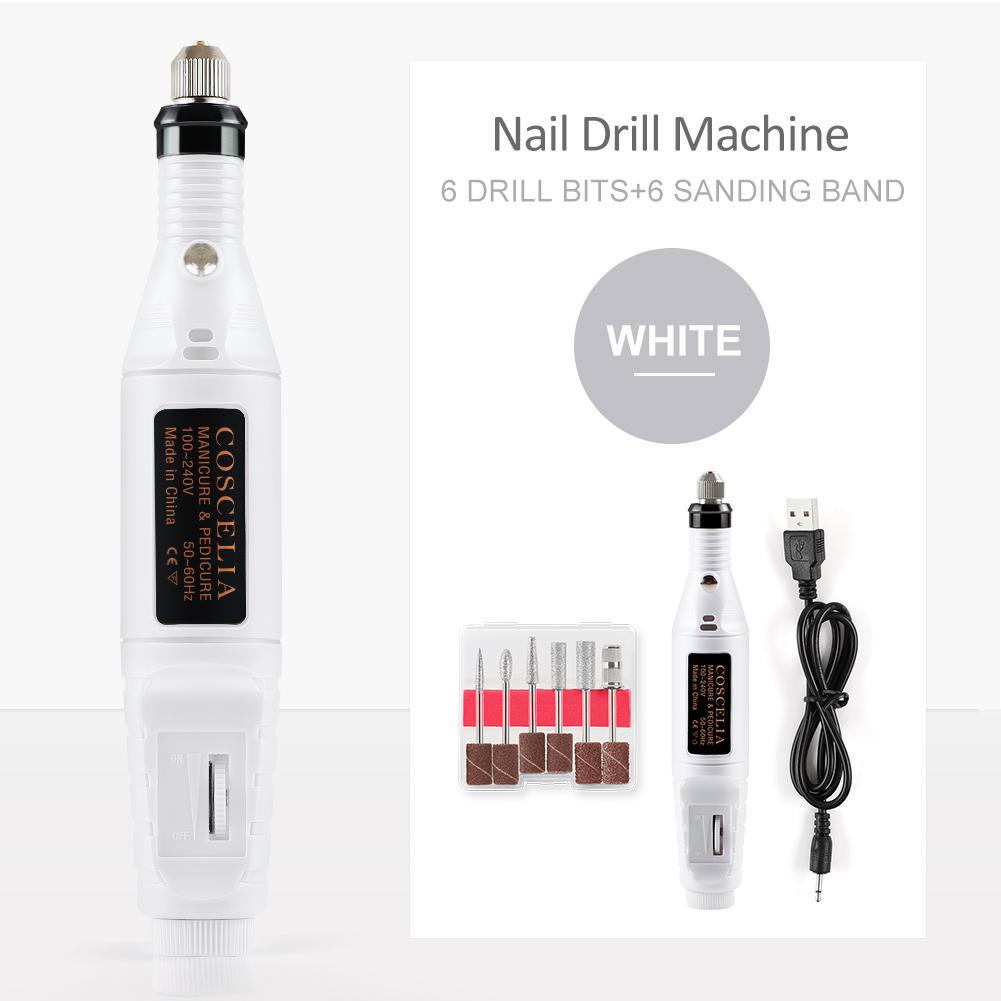 Portable Electric Nail Drill Machine With 5 Bits For Manicure And Pedicure