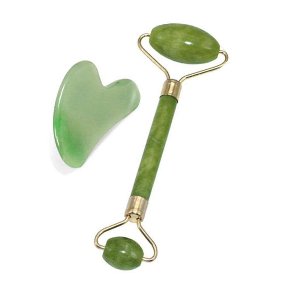 Jade Roller & Gua Sha Set Facial Beauty Tools, Face Roller Skin Massager for Face, Neck and Eye