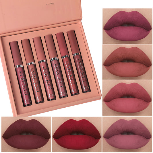 6 pcs/set Waterproof Long Lasting Liquid Matte  Lipstick Lip Gloss Set