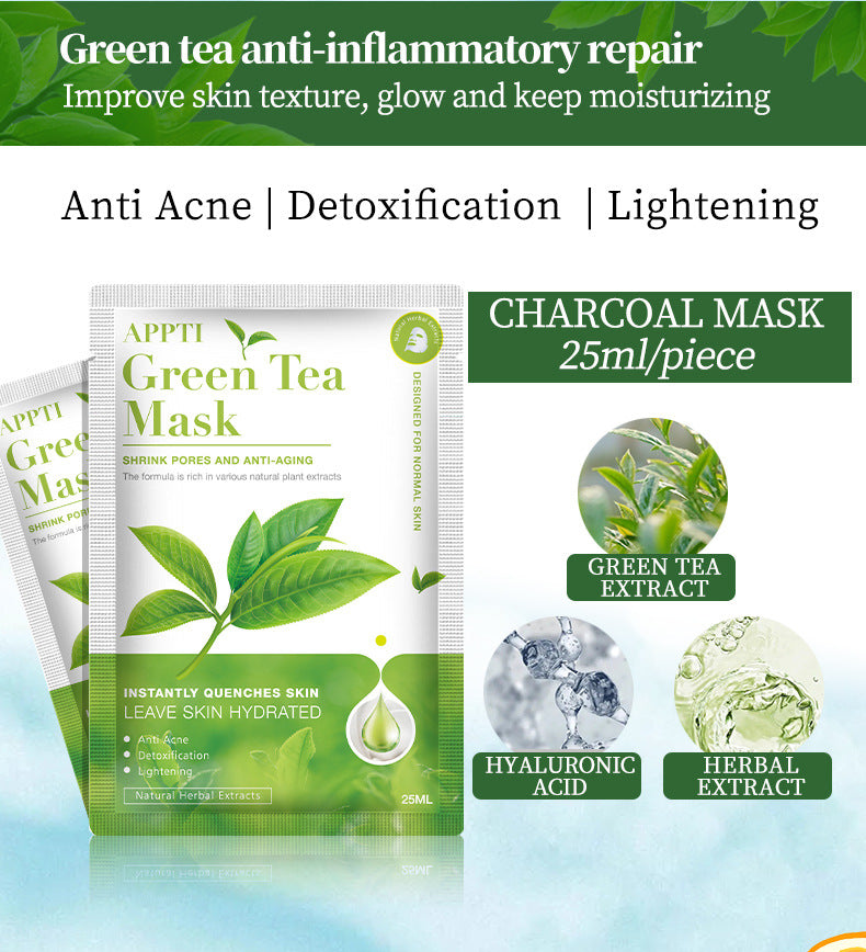 4Pcs, Vitamin C,  Sakura extract, Bamboo Charcoal and Green Tea Face Masks