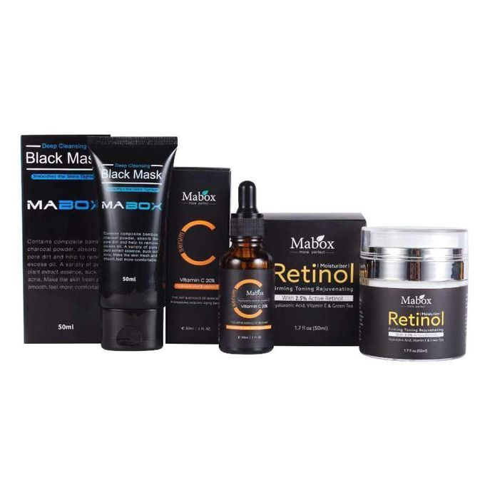 Mabox Acne Pack-Vitamin C Serum, Black Mask And Retinol Cream