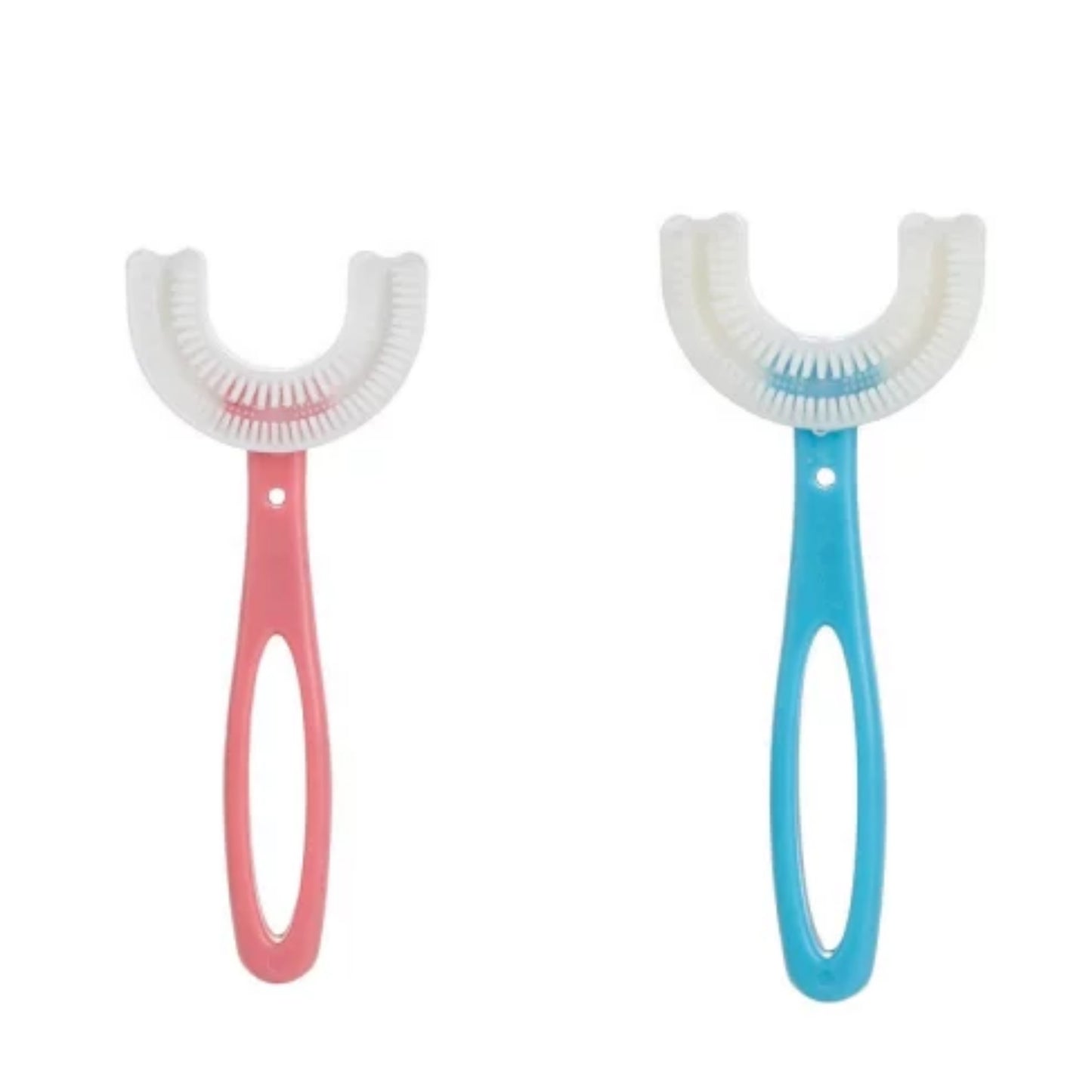 2 Pack Kids U-Shaped Toothbrush with Food Grade Soft Silicone Brush Head