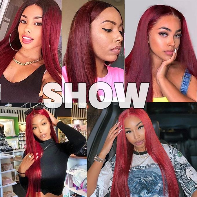 Long Straight Ombre Red Synthetic Wigs 30 inches