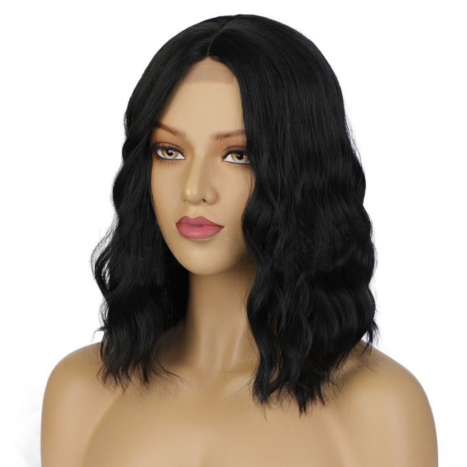 Wavy 14 inch Synthetic Shoulder Length Tangle Free Black Wig